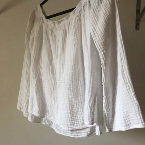 cloth & stone off-the-shoulder white long sleeve - Picture 2 of 3